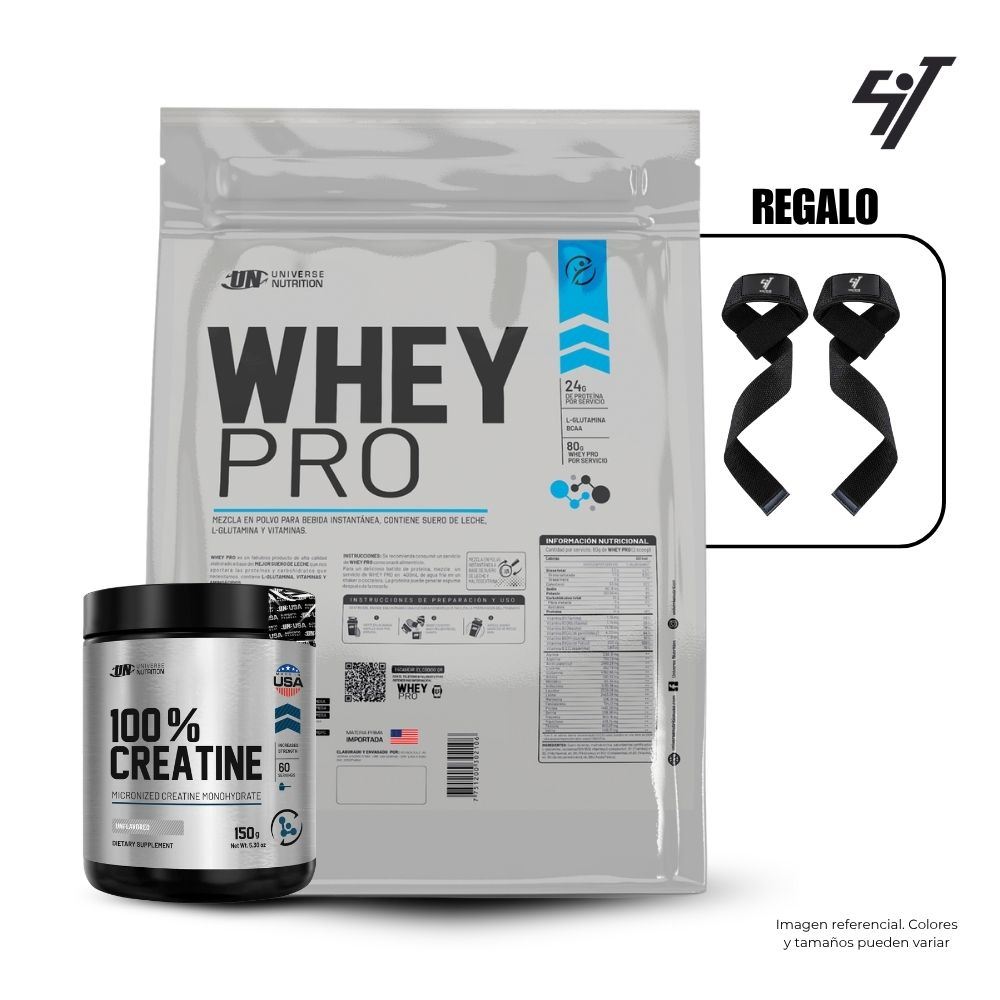 WHEY PRO 3 KG VAINILLA + UNIVERSE NUTRITION 150GR + STRAPS