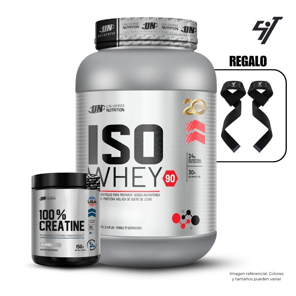 ISO WHEY 90 1.1 KG CHOCOLATE + UNIVERSE NUTRITION 150GR + STRAPS