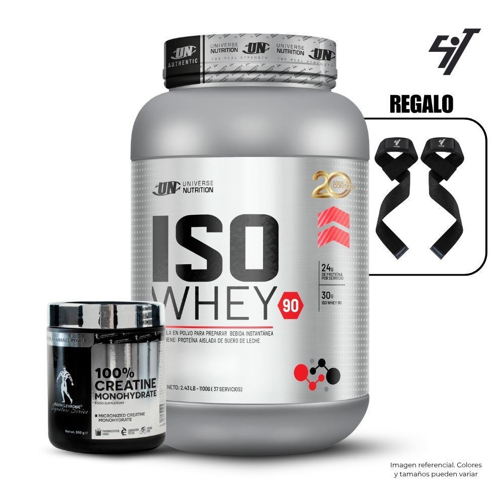 ISO WHEY 90 1.1 KG COOKIES & CREAM + UNIVERSE NUTRITION 150GR + STRAPS