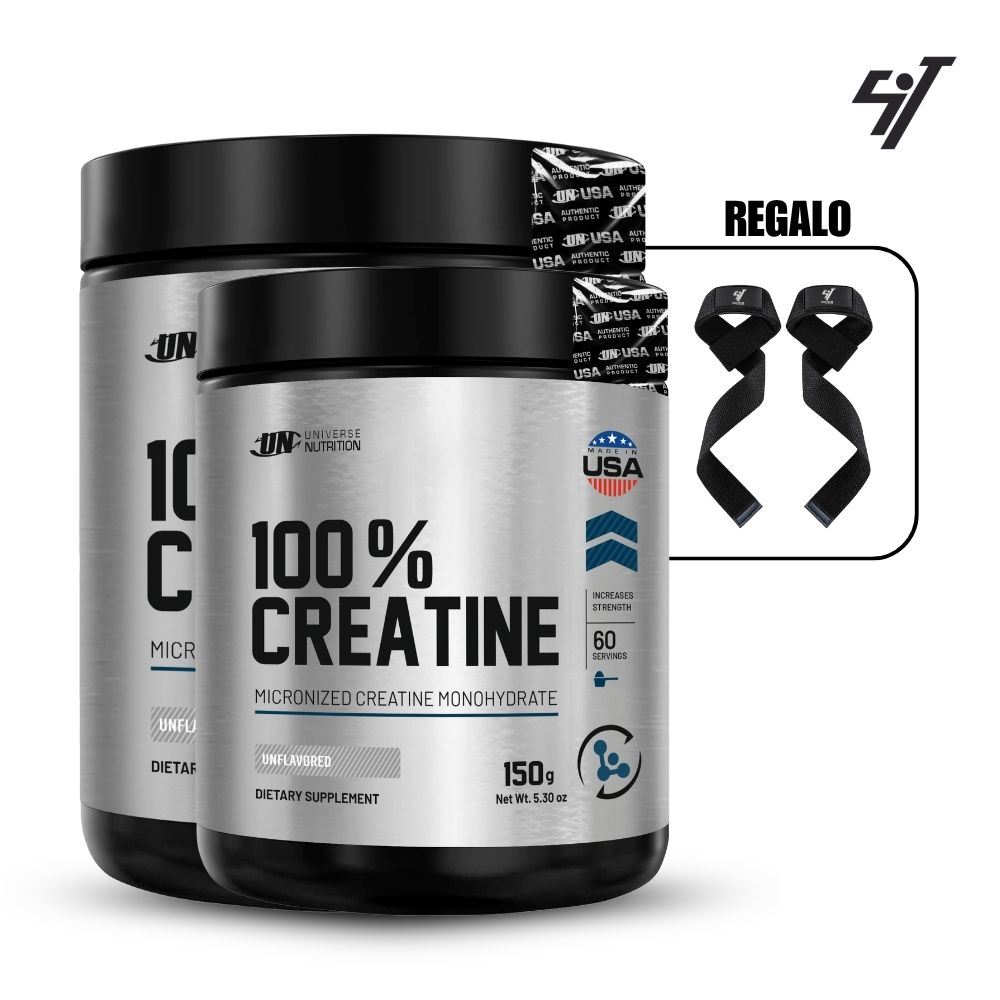 CREATINA MONOHIDRATADA UNIVERSE NUTRITION 150GR PACK X2 + STRAPS