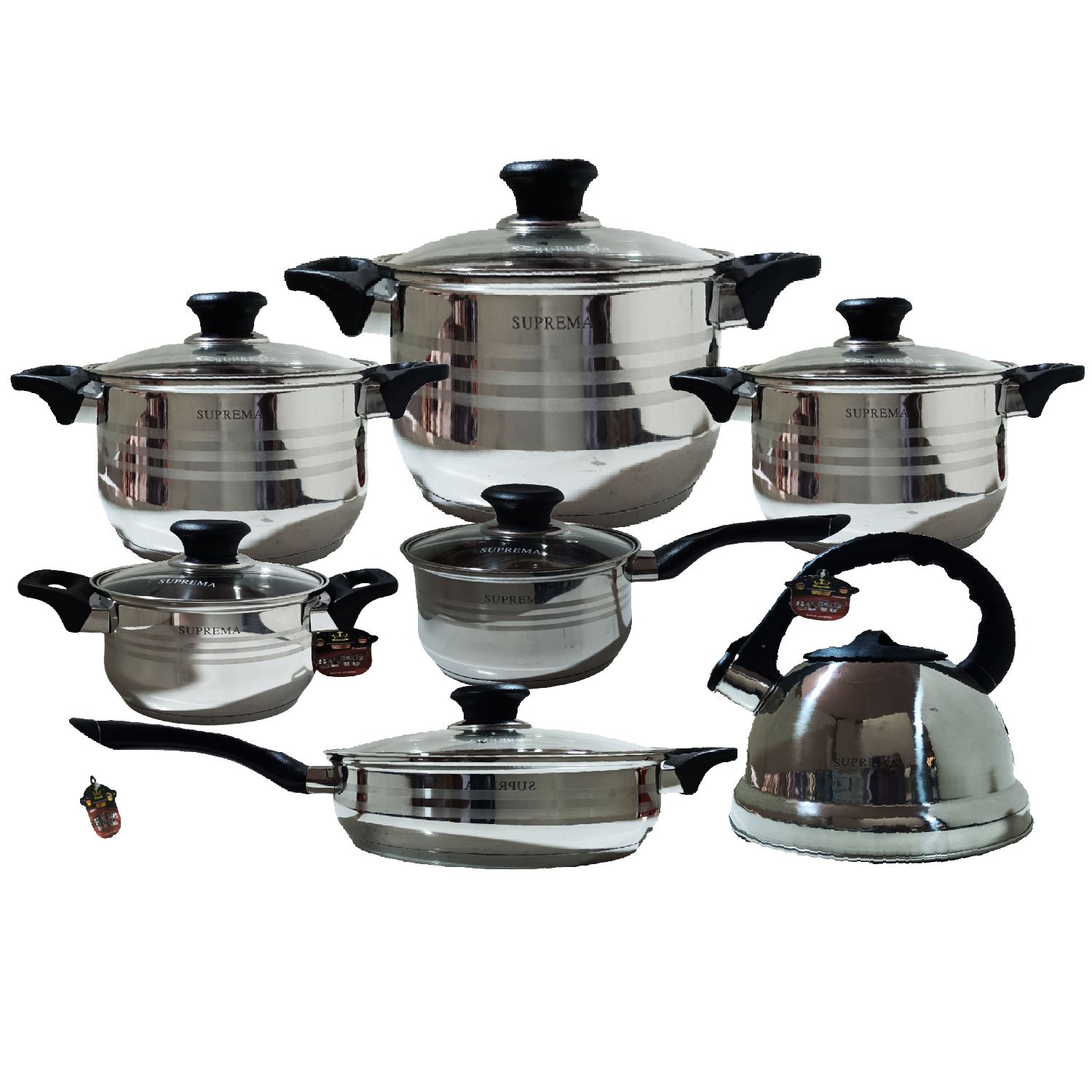 Set de Ollas SUPREMA 14 Piezas SU-0112B-14PC Acero Inoxidable