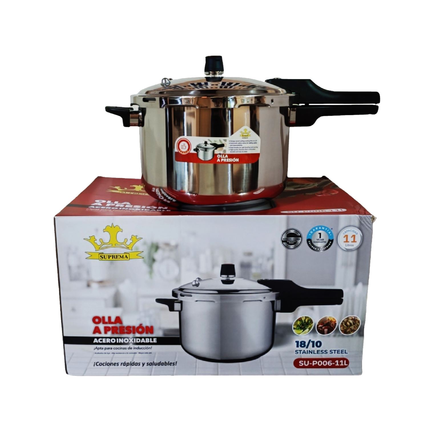 Olla a Presión SUPREMA 11 Litros Acero Inoxidable SU-P006-11L