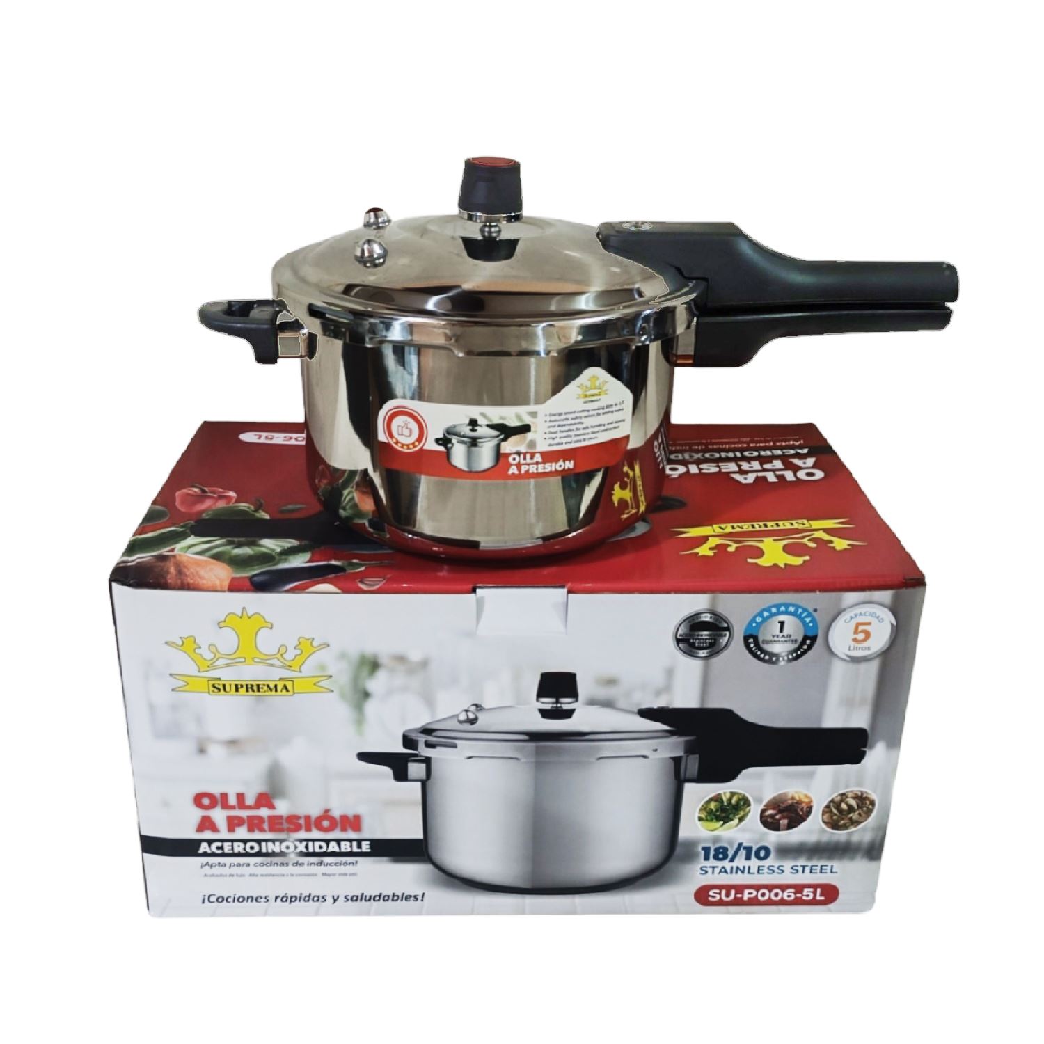 Olla a Presión SUPREMA 5 Litros Acero Inoxidable SU-P006-5L