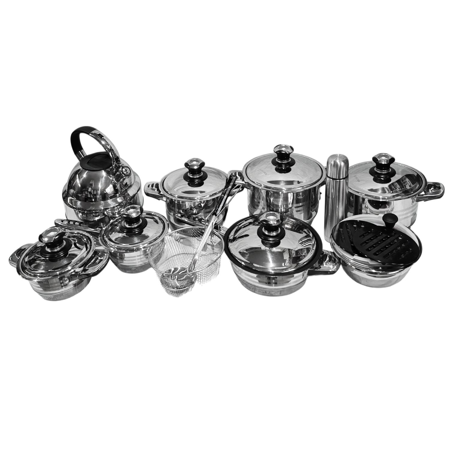 Set de Ollas SUPREMA 21 Piezas Acero Inoxidable con Termostato