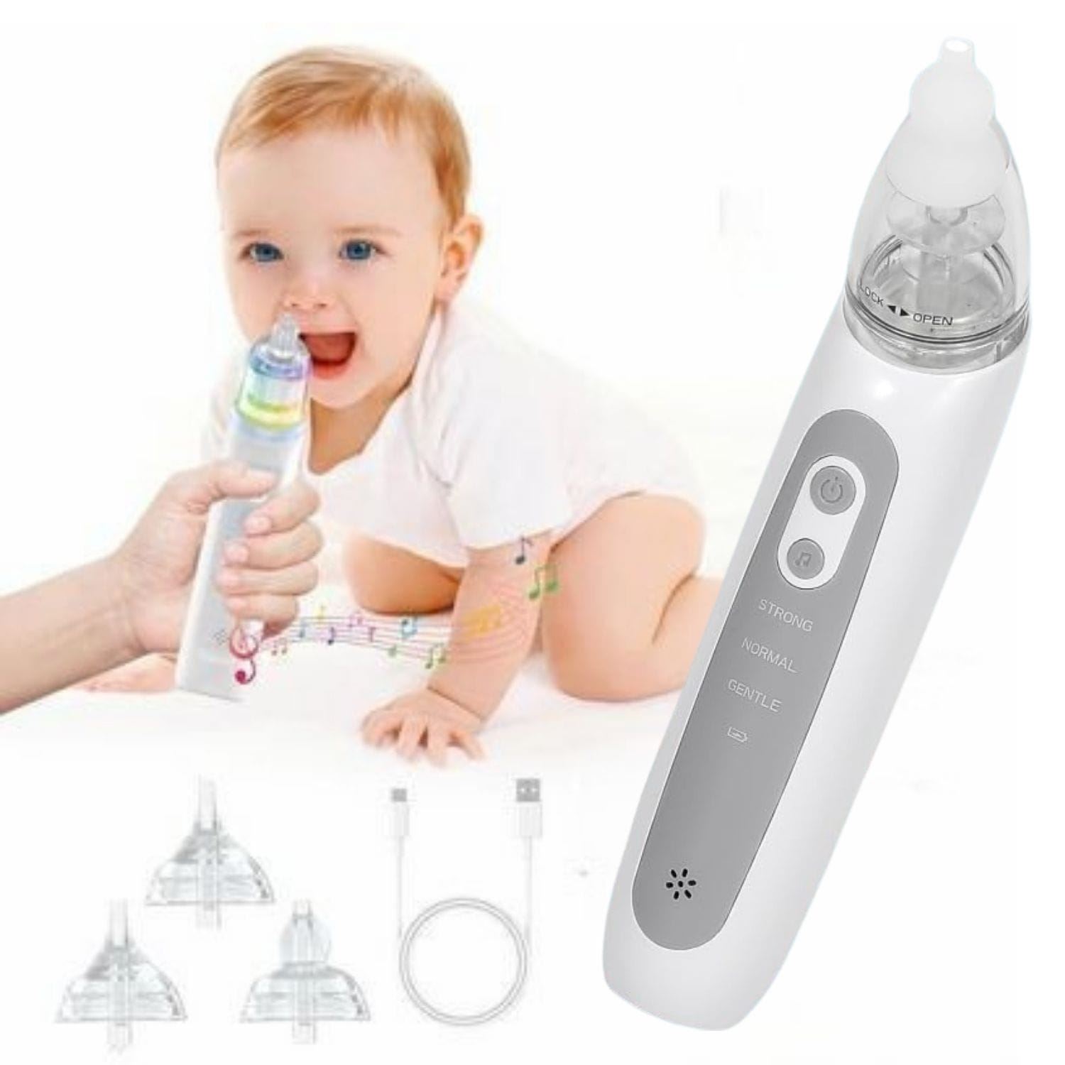 Succionador Nasal Electrico Musical Saca Mocos 3 Boquillas