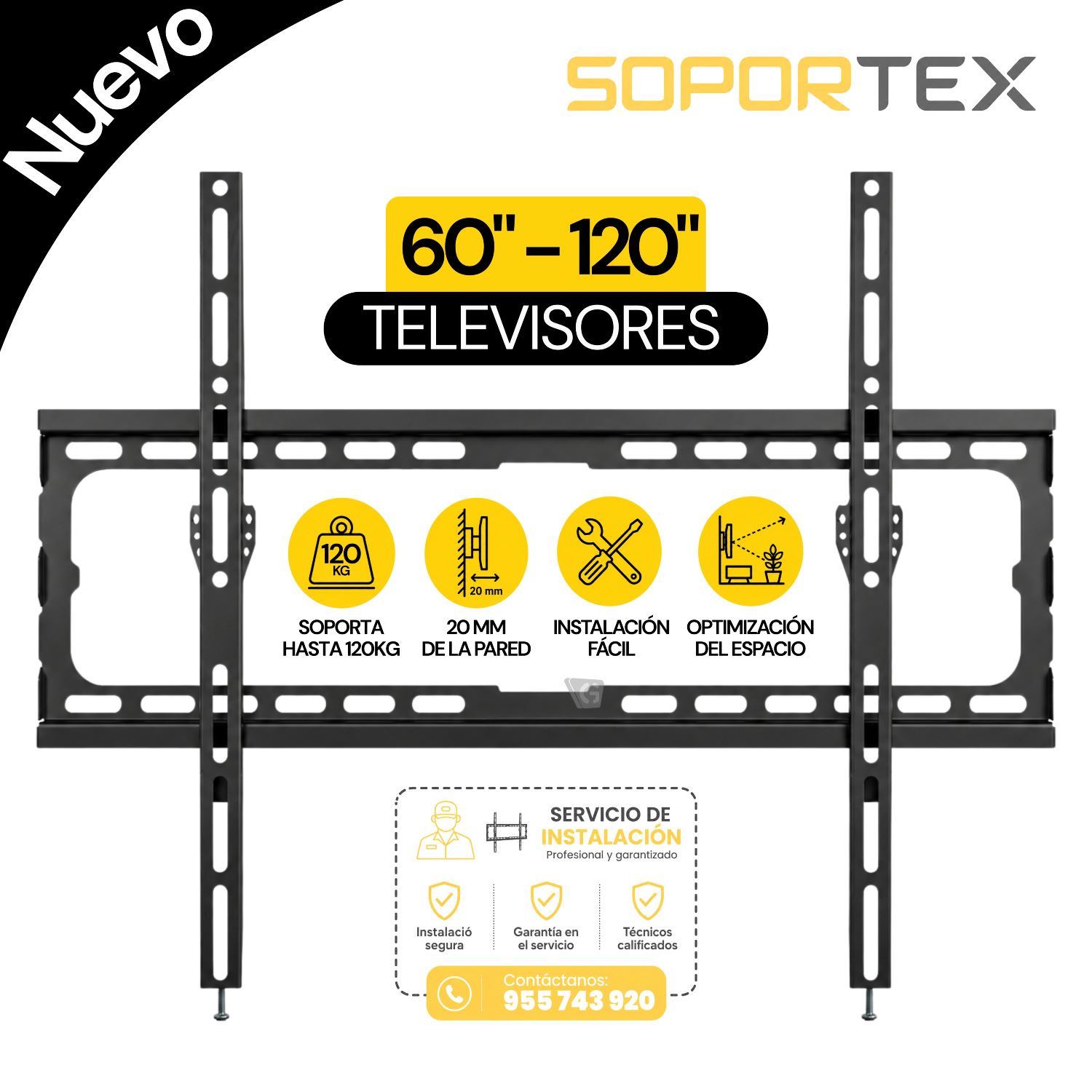 Rack Fijo para TV de 60 a 120 Soportex SX-60120