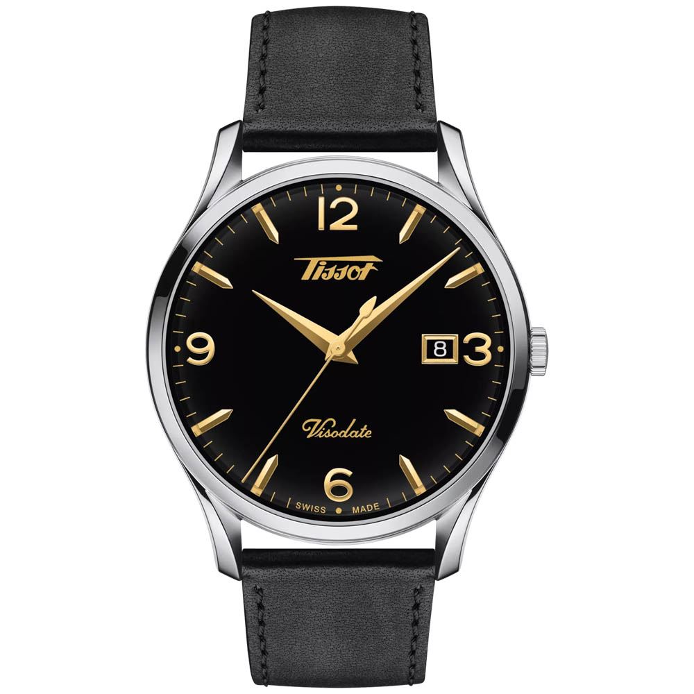 Reloj Tissot Visodate T1184101605701 Suizo Cristal de Zafiro Correa Cuero Negro