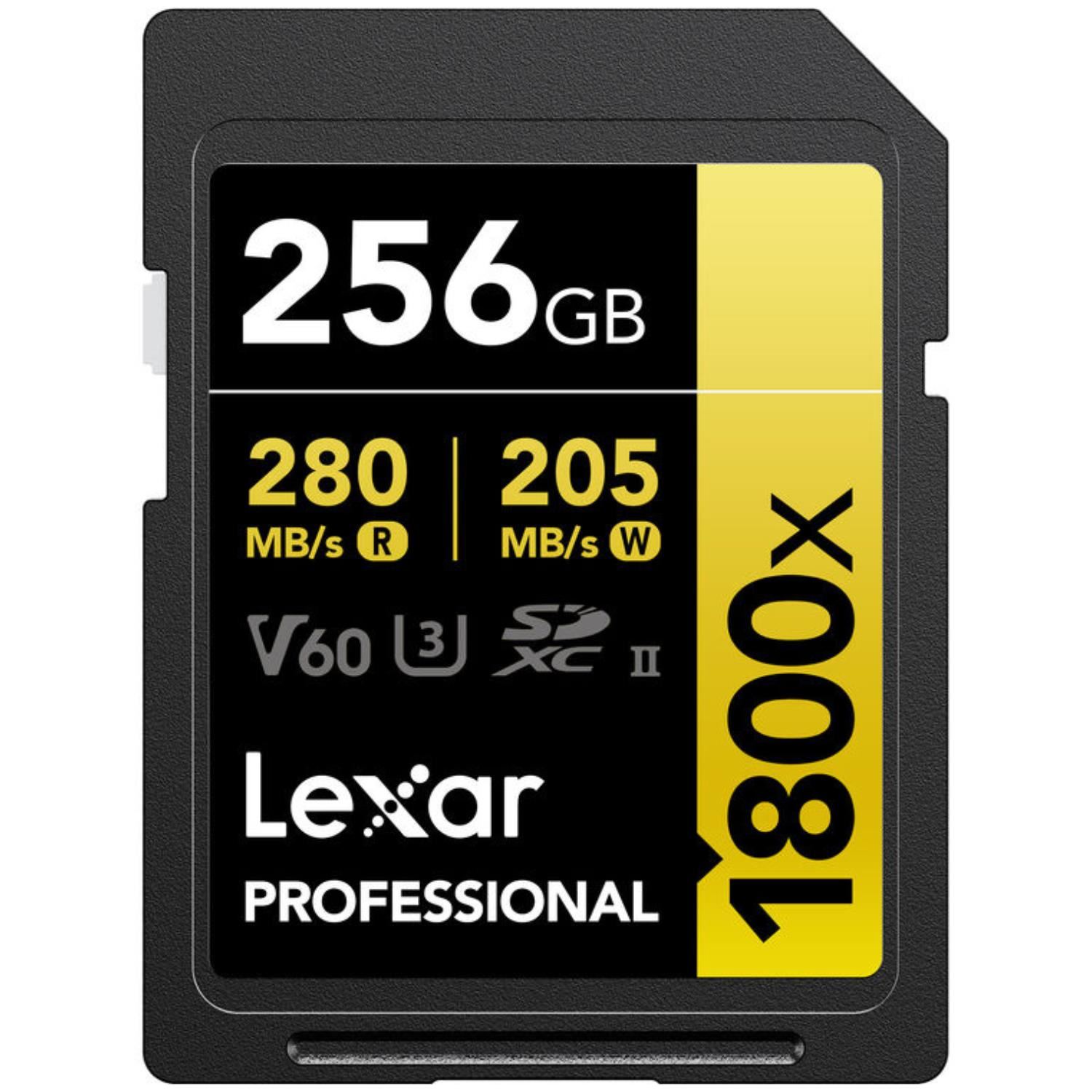 Memoria SDXC U3 V60 Lexar Professional 256GB - W:205MB/s -R:280MB/s 1800x
