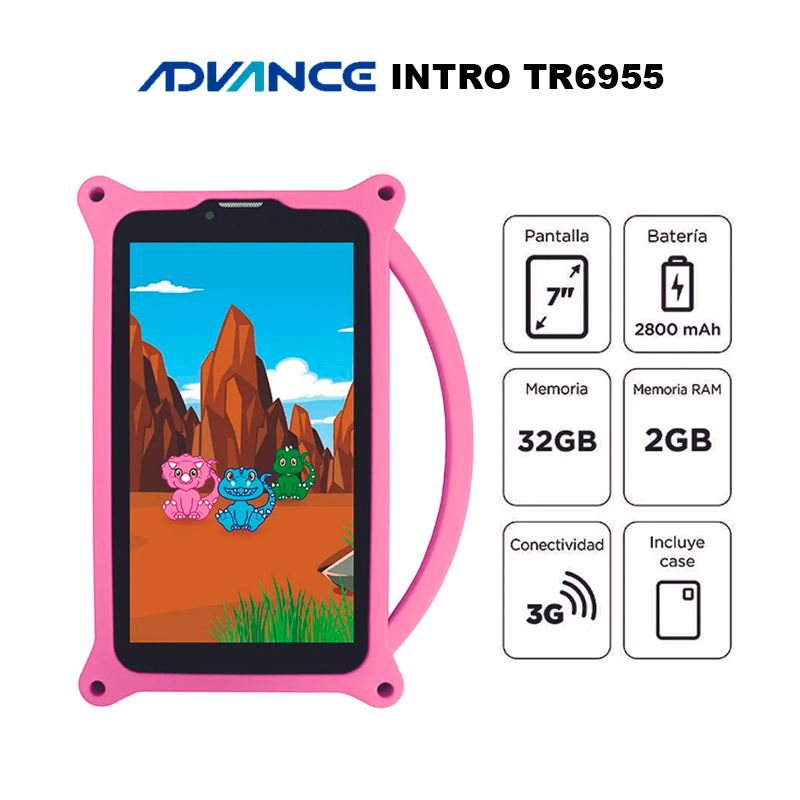 Advance Intro TR6955, 7" IPS/Android 11 Go, 3G, Dual SIM, 32Gb, Ram 2Gb -Rosado