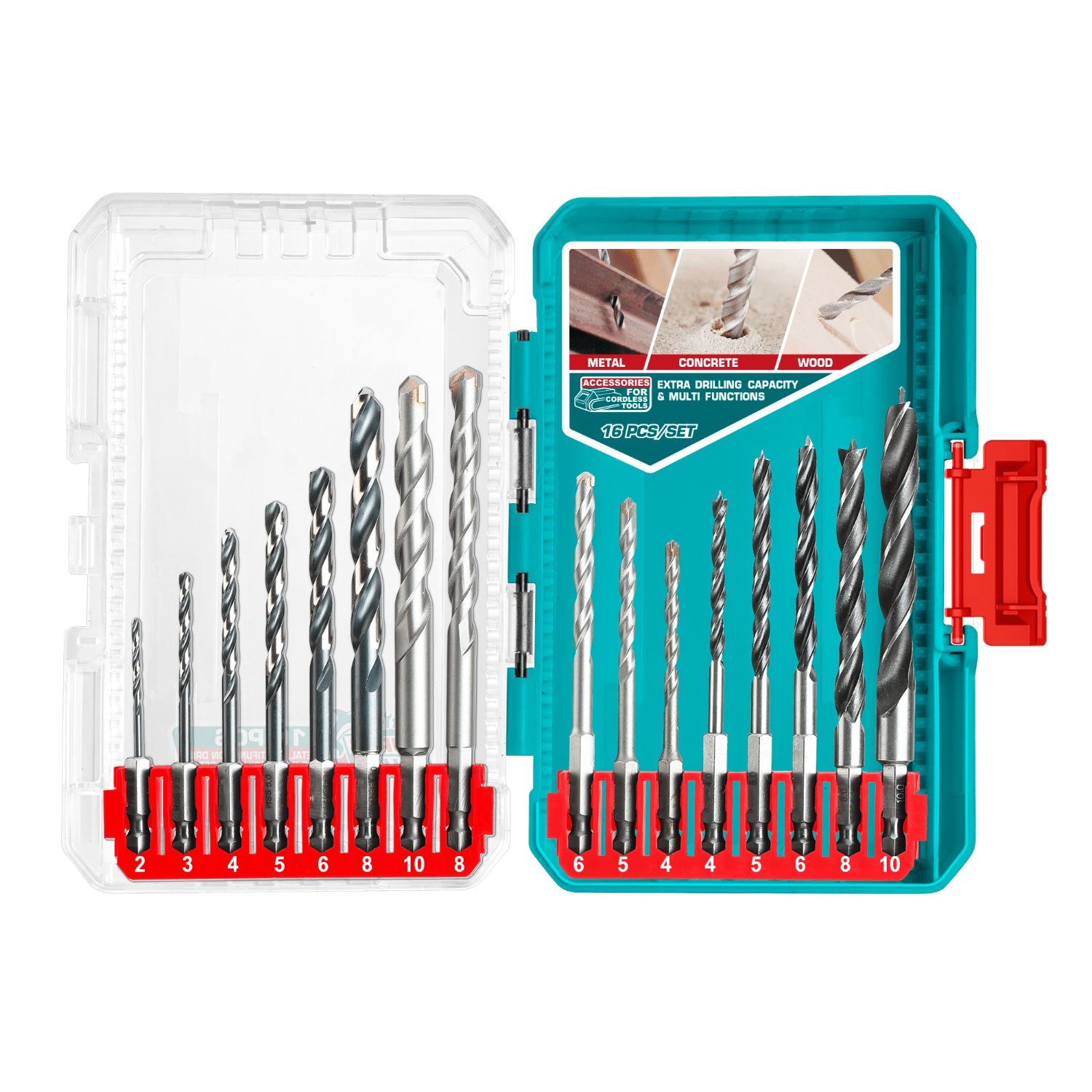 Set de Brocas para Madera-Concreto-Metal 16pcs Total