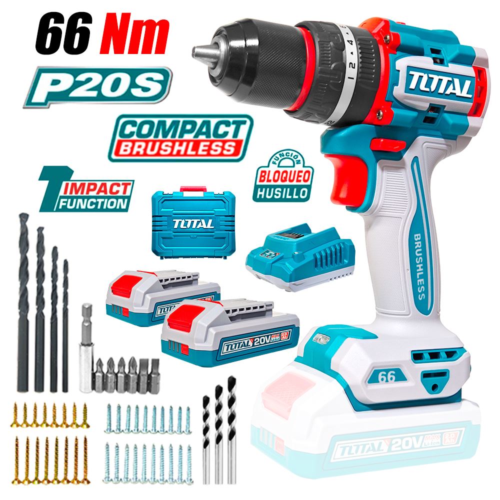 Taladro Atornillador Percutor Industrial 1/2" TIDLI20668 20V 66Nm Brushless