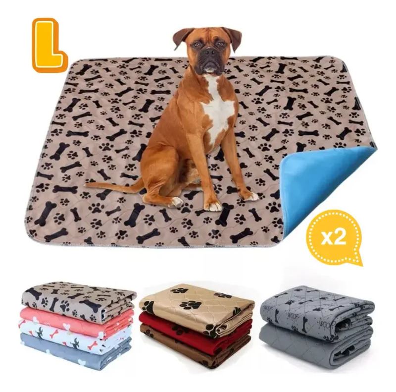 Pack 2 Pañales de Piso Reutilizables para Perros L 80x90cm Super Absorbentes
