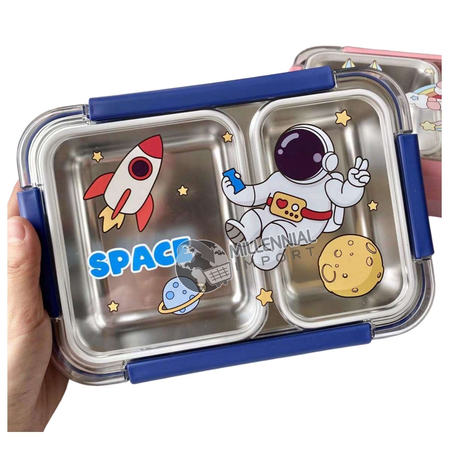 Taper Lonchera a Prueba de Fugas Tipo Bentgo de Acero Inoxidable color Azul