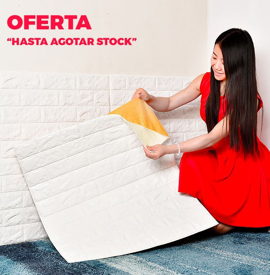 Papel Tapiz Autoadhesivo Diseño de Ladrillo 3D Decorativo 70 x 77cm