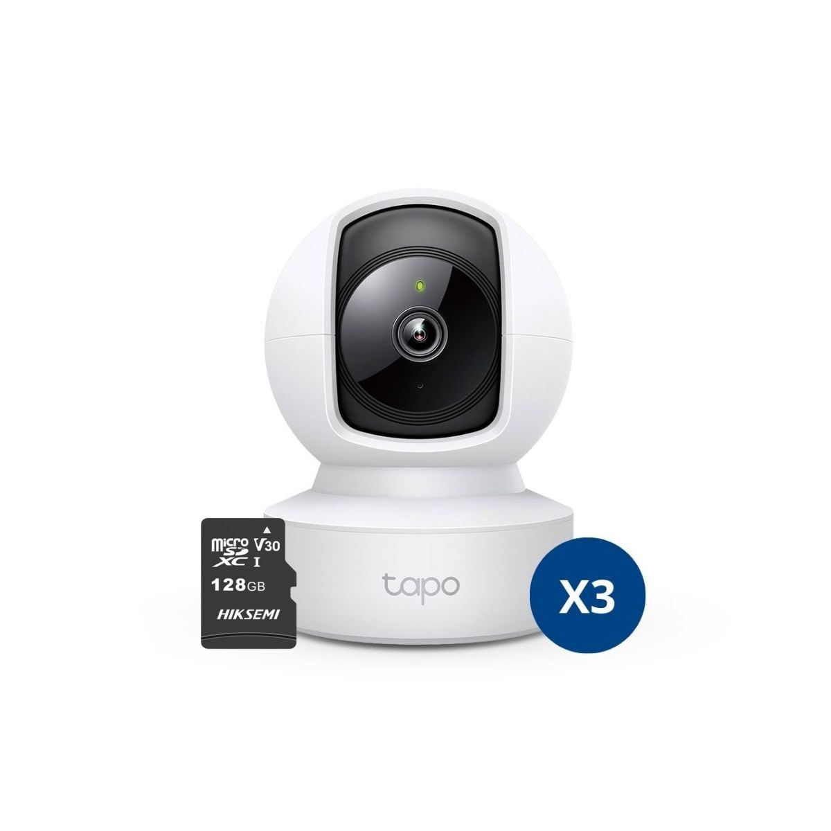 Kit de 3 Cámara de Seguridad Tapo C202 + Micro SD 128GB Wi-Fi 360º para interior Full HD - Tplink