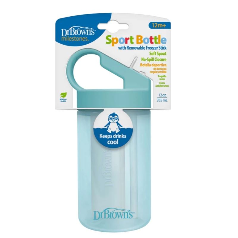 Botella deportiva con barra de congelador celeste