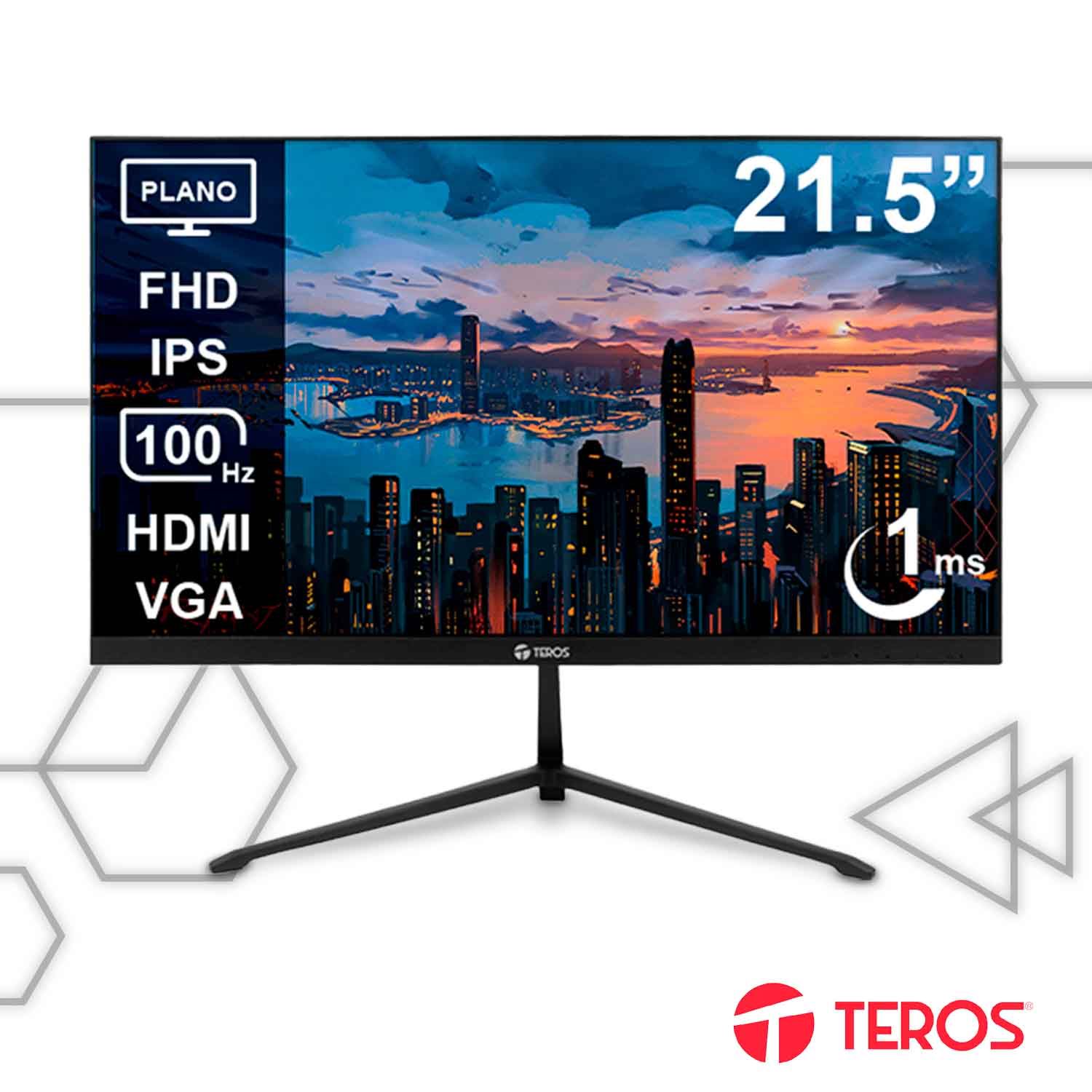 Monitor Teros Plano 21.5 pulgadas TE-2128S Full HD HDMI VGA