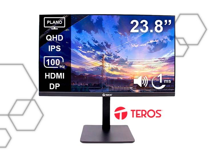 Monitor Teros Plano TE-2416CS 23.8” QHD IPS 100Hz Cámara Parlantes