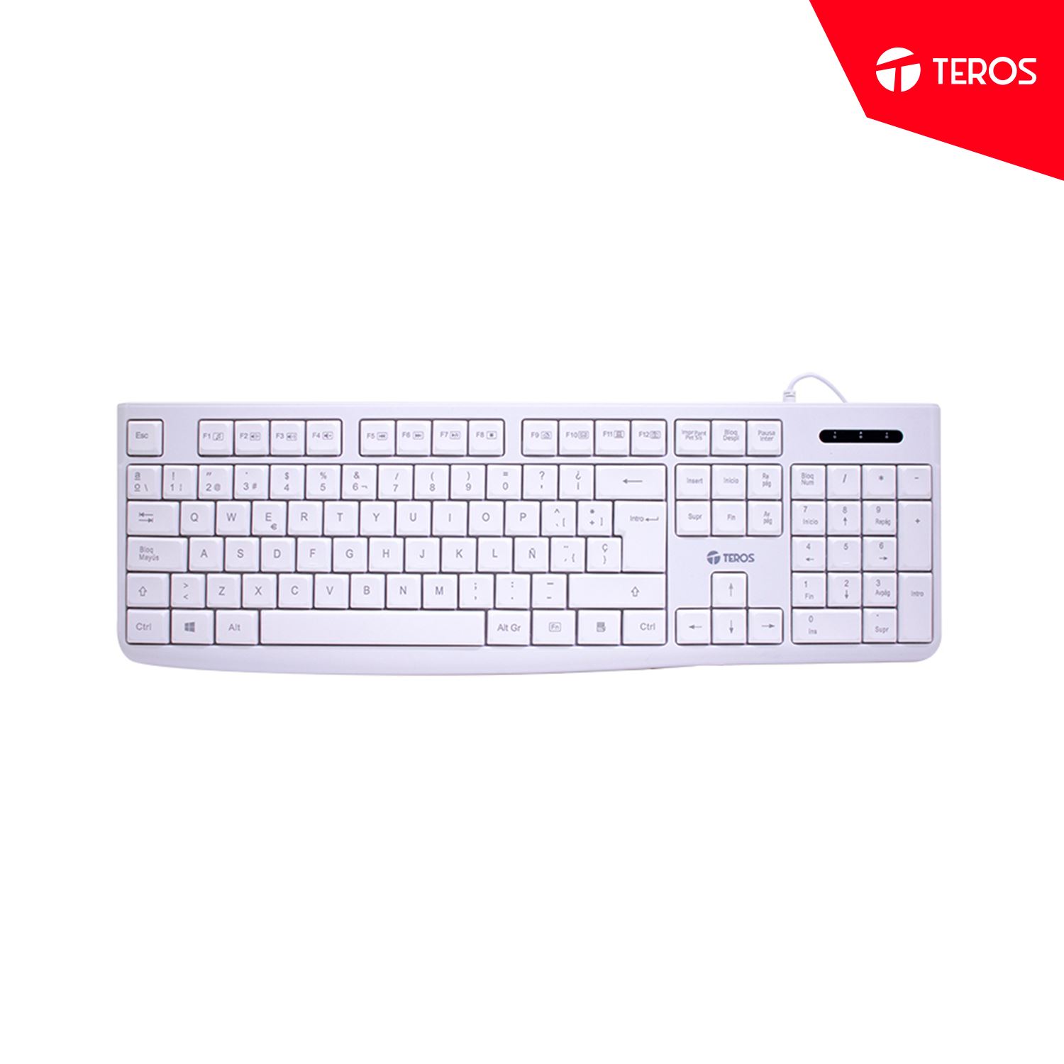 TECLADO TEROS estándar TE-4069S multimedia USB 2.0, español, color blanco