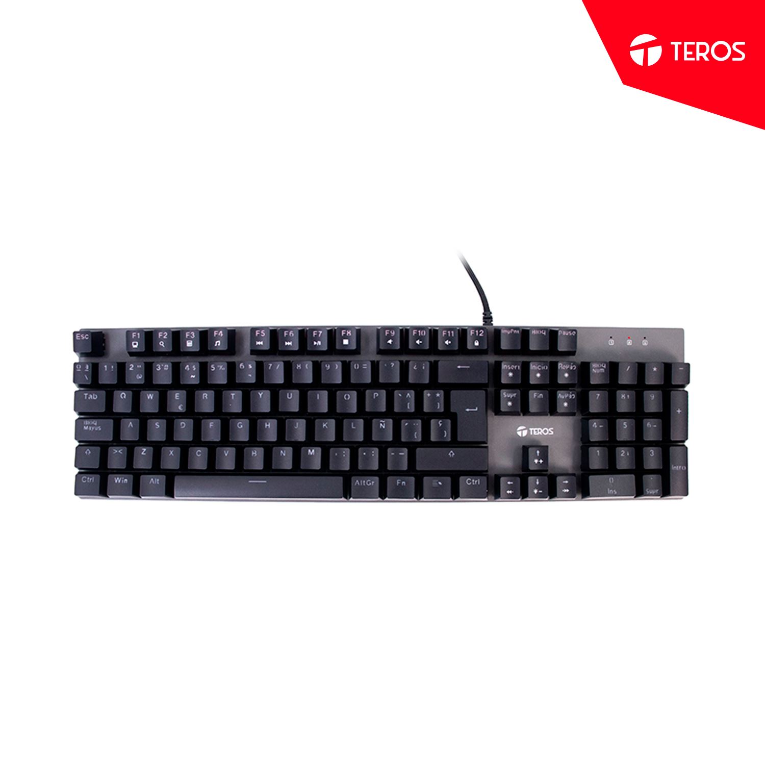 TECLADO GAMER TEROS TE-4074G RGB USB 2.0, negro