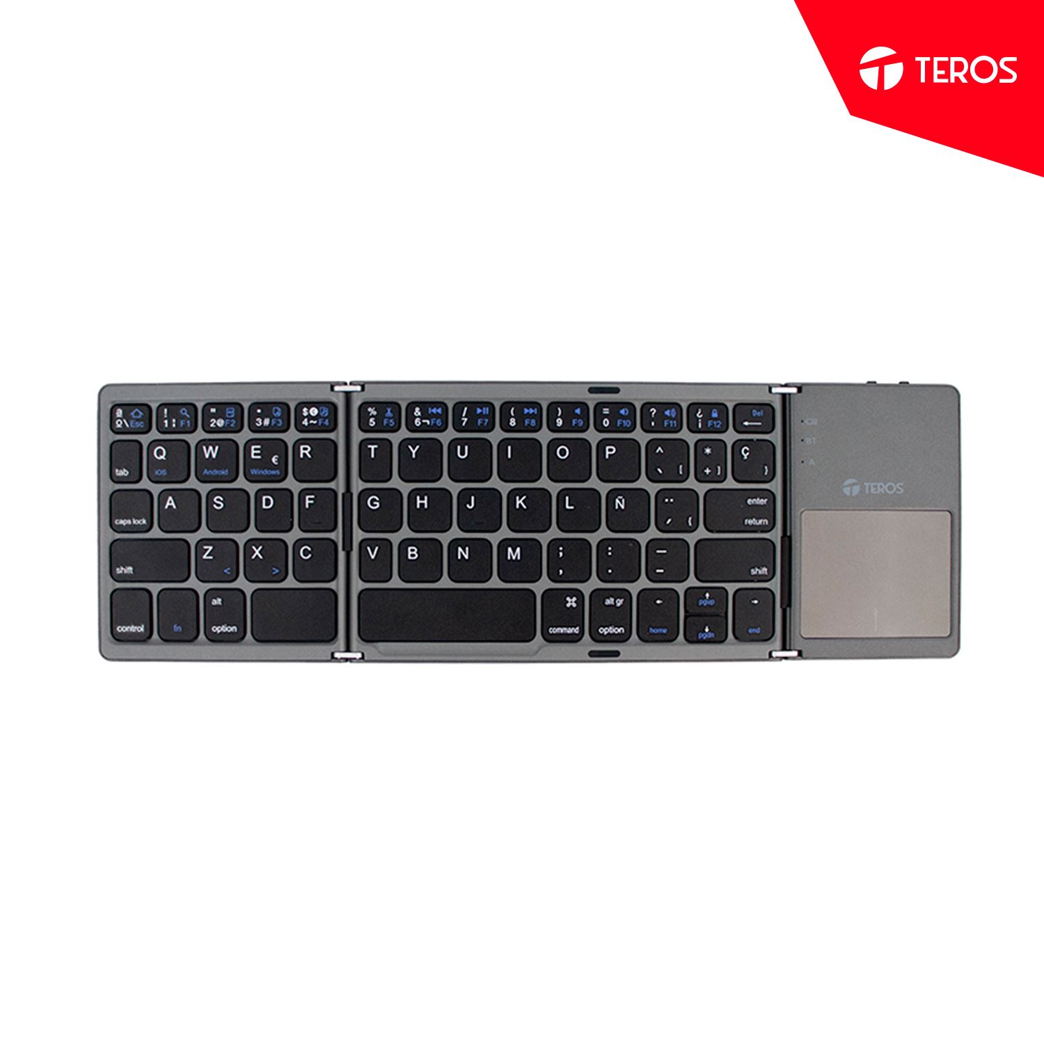 TECLADO INALMBRICO PLEGABLE TEROS TE-4075S BT 3.0, gris