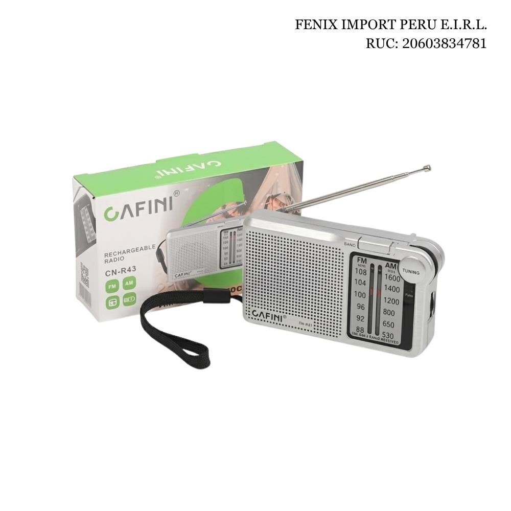 Mini Radio AM/FM Dual Recargable y a Pilas Cafini CN-R43 Plateado