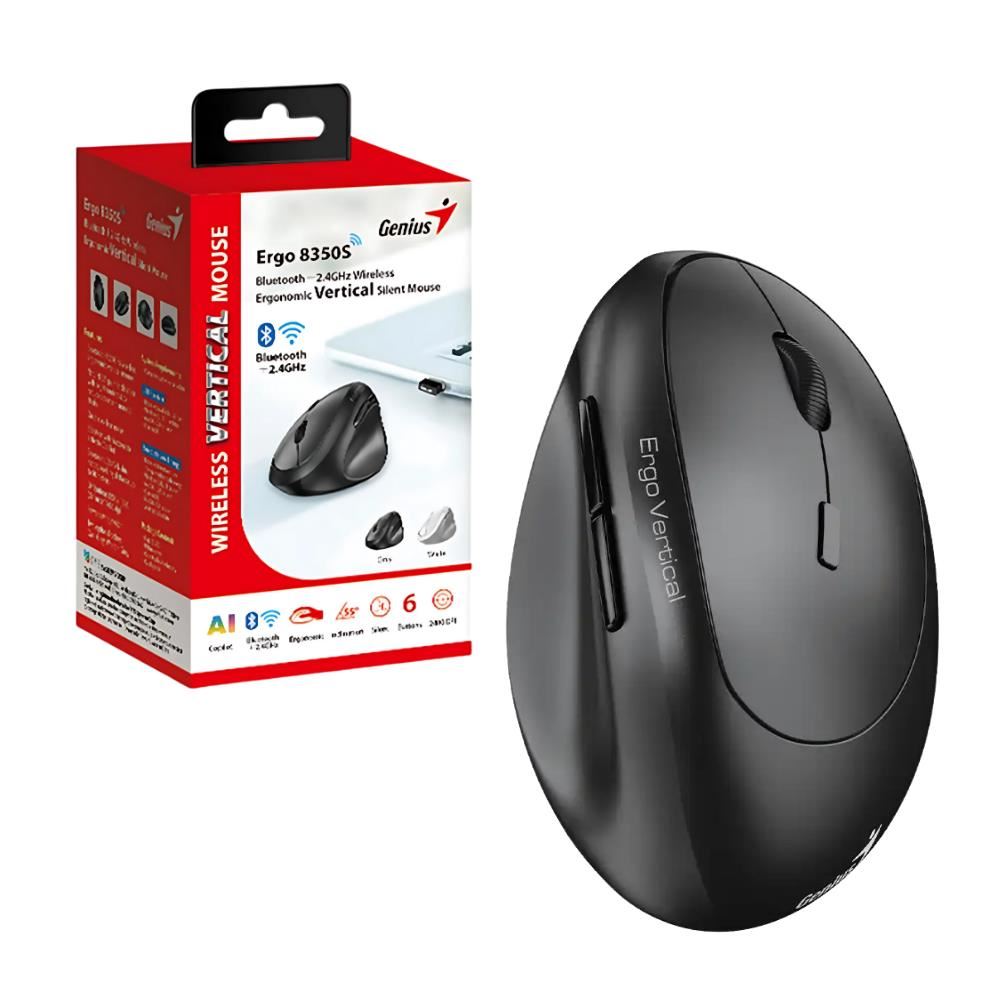 Mouse Ergonomico Vertical Genius Bluetooth 5.3 + receptor USB 2.4 GHz 8350S