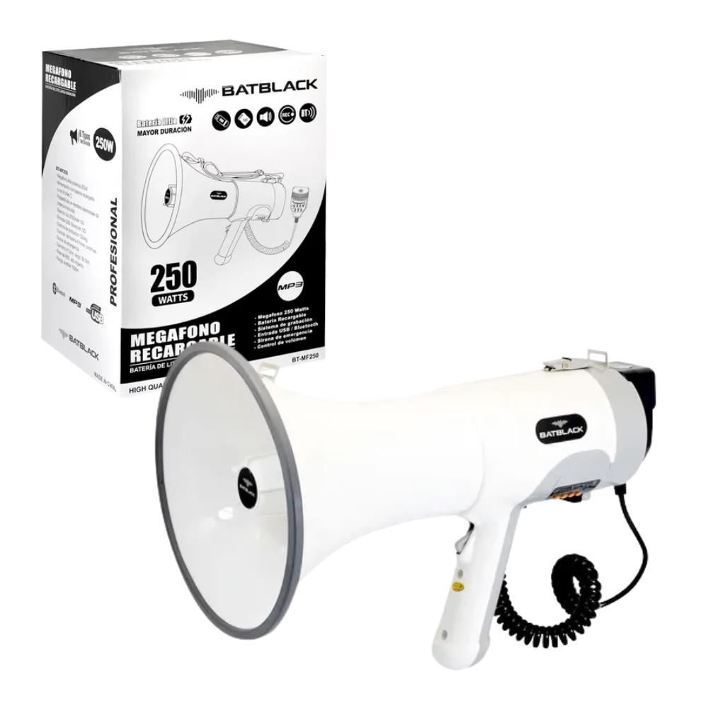 Megafono Recargable Bluetooth 250W BATBLACK BT-MF250