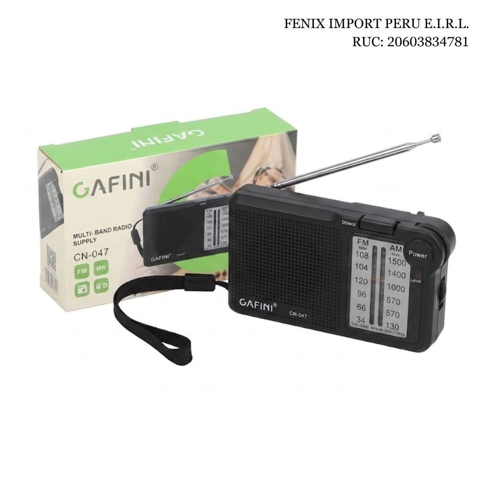 Mini Radio AM/FM Dual Recargable y a Pilas Cafini CN-R43 Negro