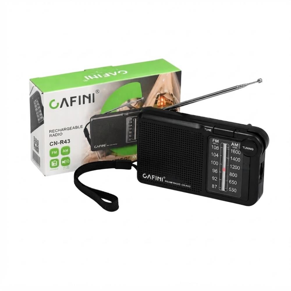 Mini Radio AM/FM Dual Recargable y a Pilas Cafini CN-R43 Negro