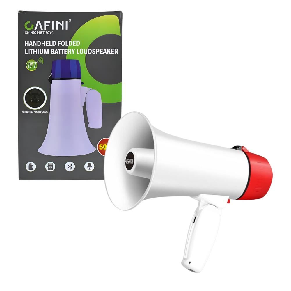Megafono Bluetooth, USB, Grabación, Sirena Recargable 50W Cafini CN-H9304Bt