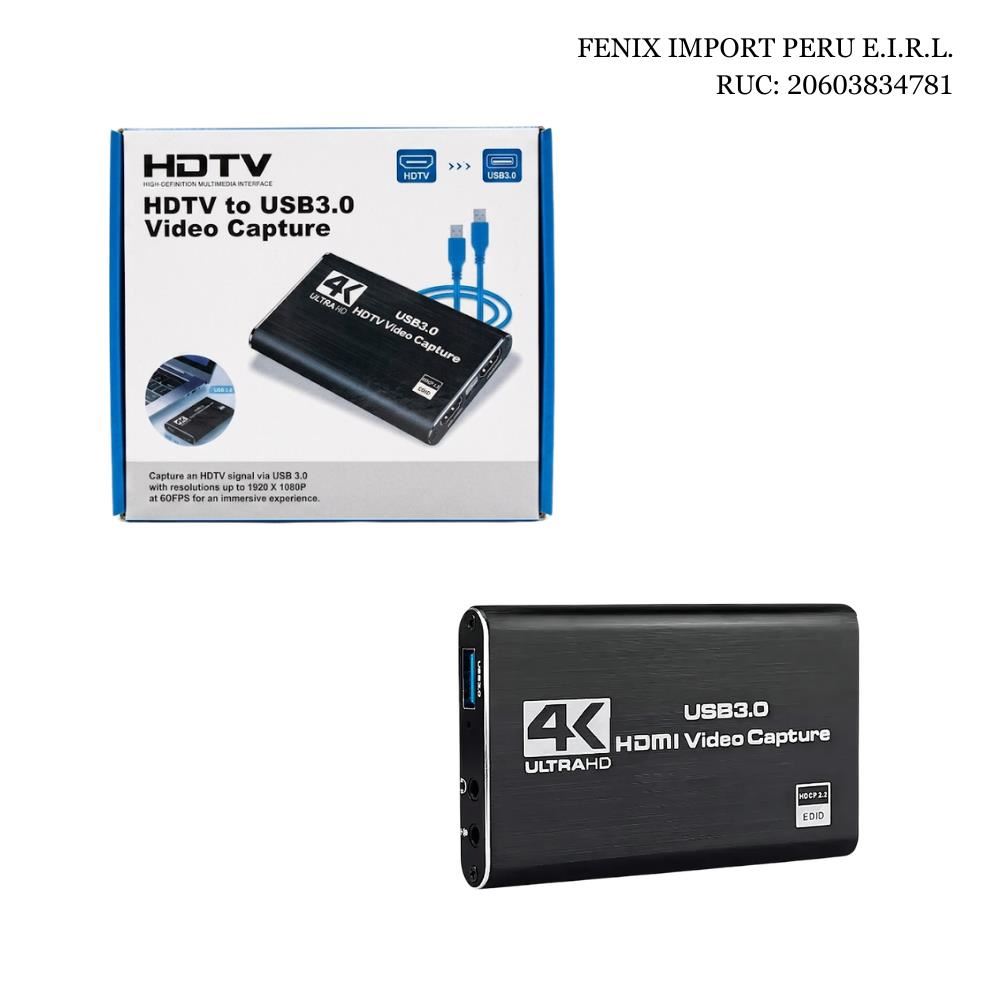 Capturadora de Video HDMI a USB 3.0 HDTV 4K Full HD para Streaming Grabacion y Transmision Compatible con OBS FE-273