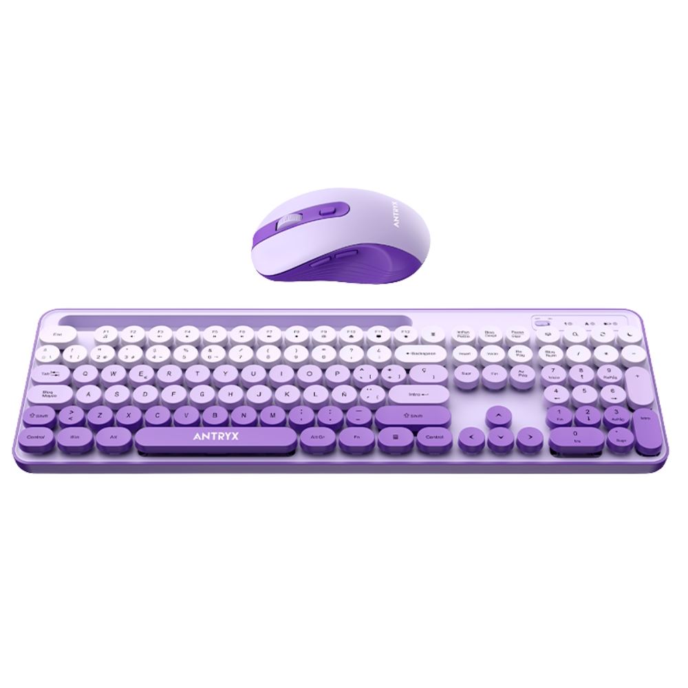 Kit Antryx Teclado y Mouse Inalámbrico WS-970 Purpura