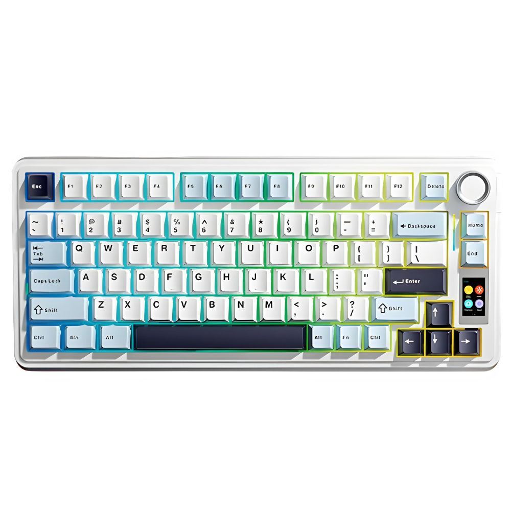 Teclado Aula S75 PRO Inalámbrico Inglés, color negro, blanco y morado, Switch Seiya