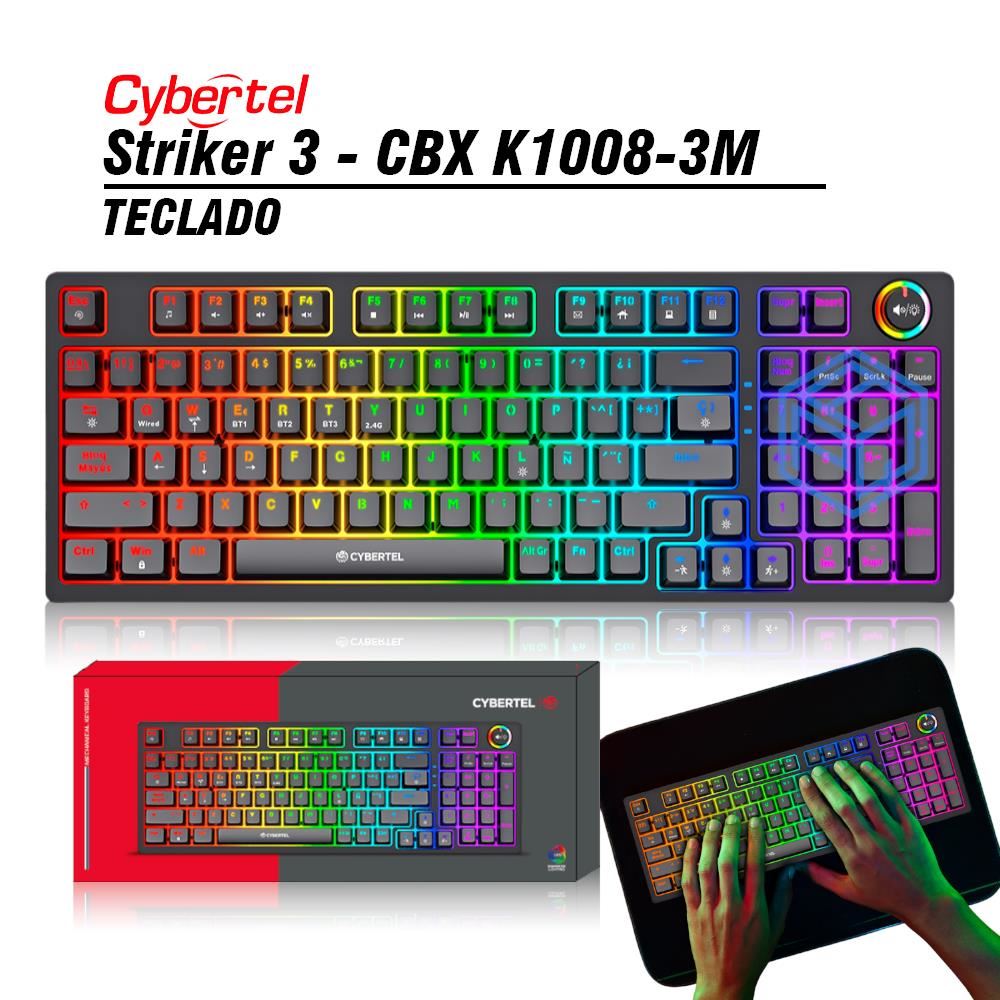 TECLADO CYBERTEL STRIKER CBX K1008-3M RGB MECANICO WIRELESS/BLUETOOTH