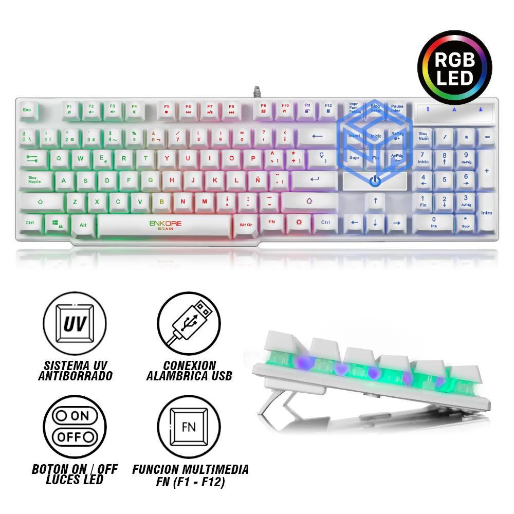 TECLADO ENKORE BRAIN - ENK 603W BLANCO