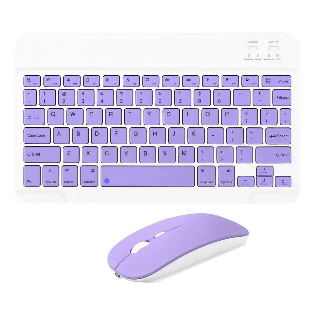 Teclado con Mouse Bluetooth Inalambrico para Pc Tablet Mac iPad Lila