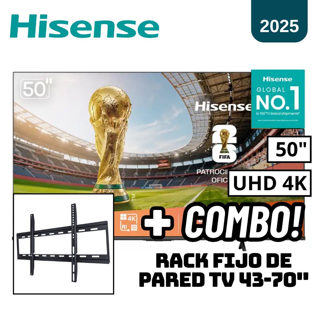 TELEVISOR HISENSE 50 SMART TV VIDAA 4K UHD LED - 50A5NV + RACK FIJO