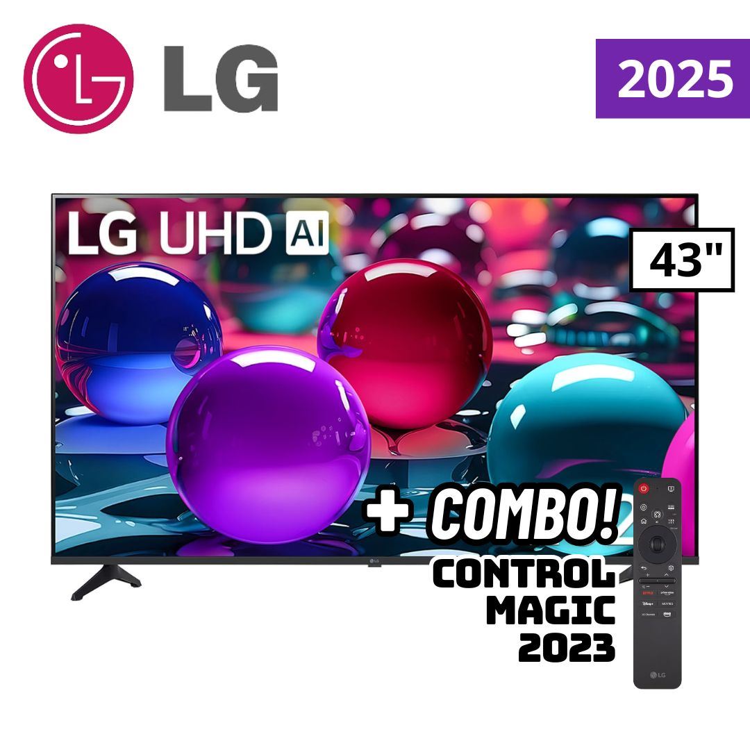 TELEVISOR LG 43 SMART TV THINQ AI WEBOS HUB 4K UHD LED 2025 - 43UA7300PSB + MAGIC REMOTE