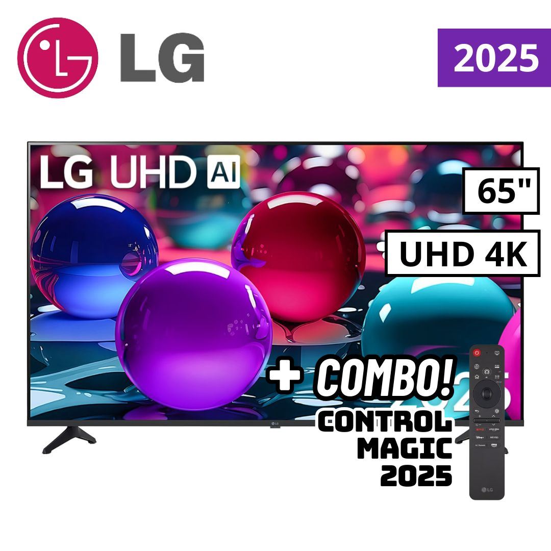 TELEVISOR LG 65 SMART TV THINQ AI WEBOS HUB 4K UHD LED 2025 - 65UA7300PSB + CONTROL MAGIC 2025