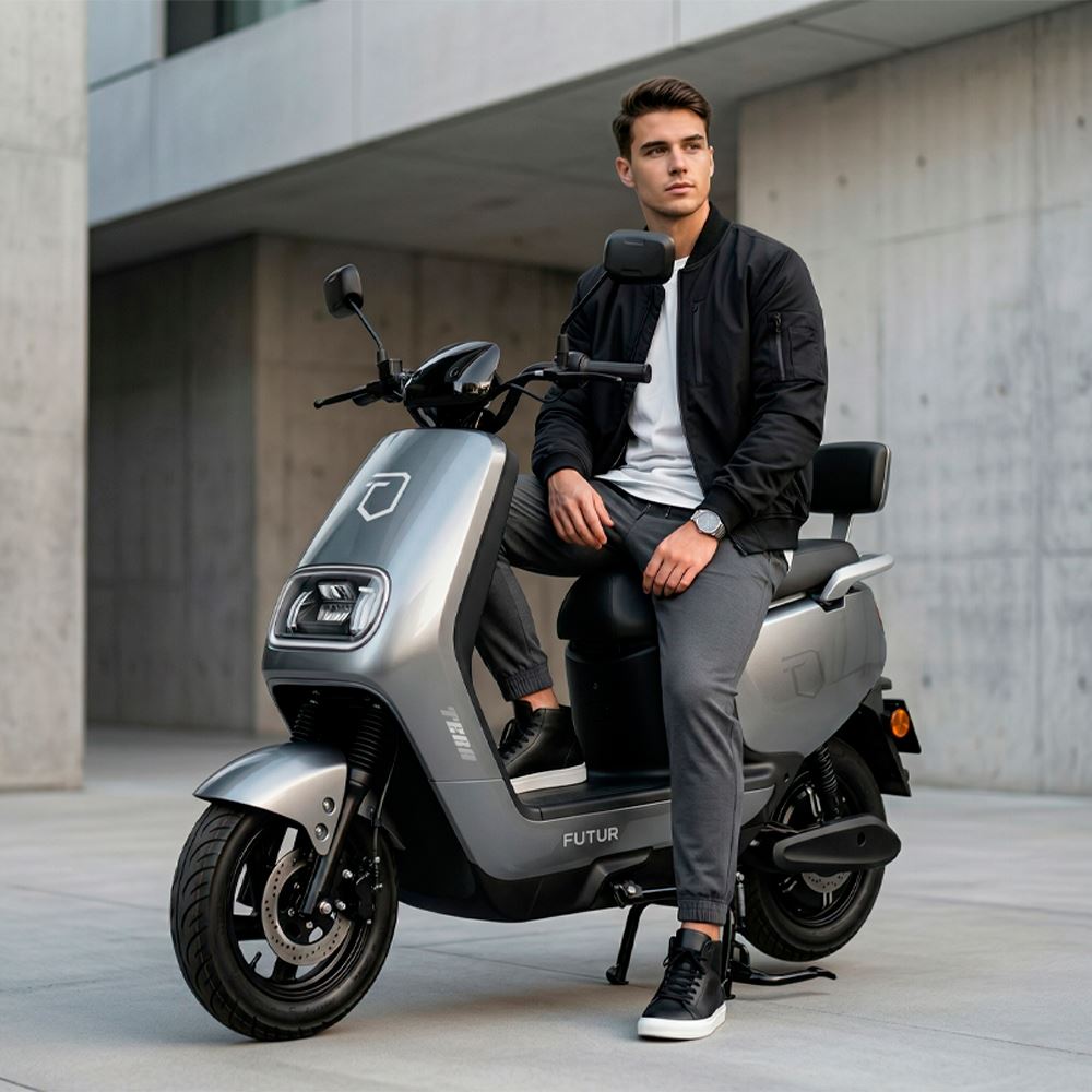 Moto Eléctrica TERA de Litio, 50kmh, 45km, 800W Gris