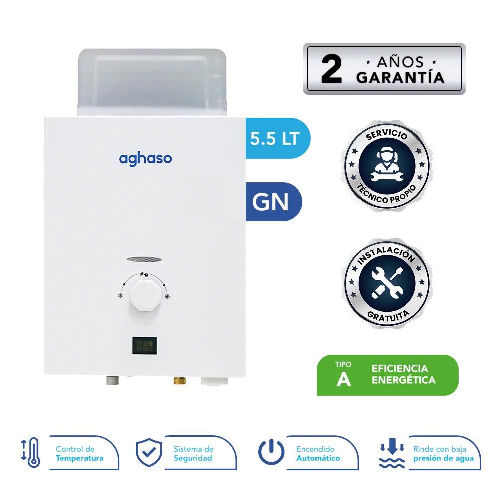 NUEVA TERMA A GAS NATURAL AGHASO 5.5 L PASO CONTINUO