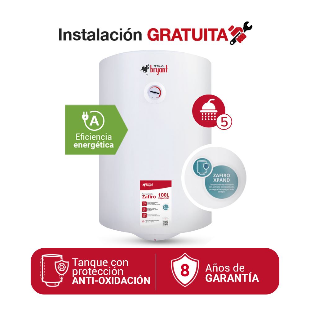TERMA ELÉCTRICA 100L BRYANT ZAFIRO XPAND MAYOR DURACIÓN