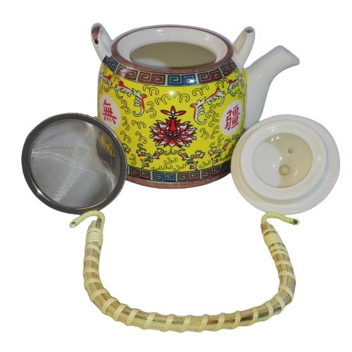 Set Tetera Para Infusion Oriental Con Filtro Fondo Marino 7pza