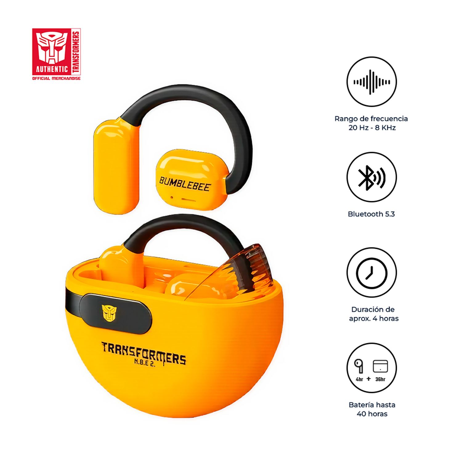 Audífonos Bluetooth Shockwave Open Free Tf-T09 40Hrs Amarillo