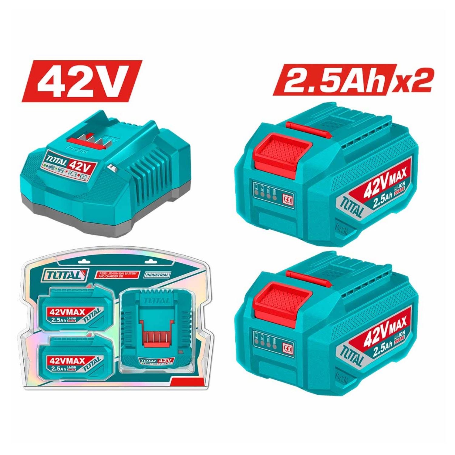 Combo de 2 Batería 2.5 Amp + Cargador Rápido 42v Total