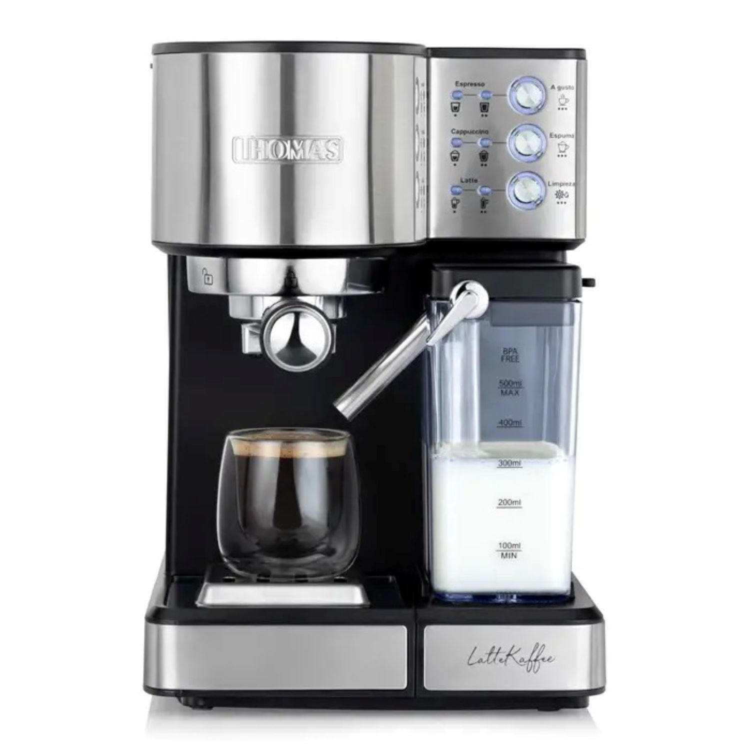 Cafetera THOMAS Espresso Lattekaffee TH-160DELI Plateado Negro