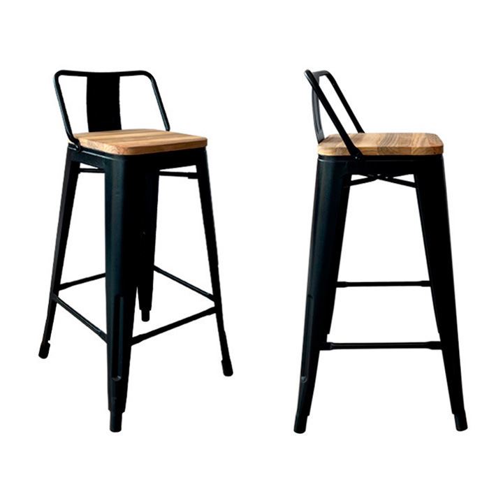 Banco Vintage C/Respaldar Wood H77 Negro - Ziyaz