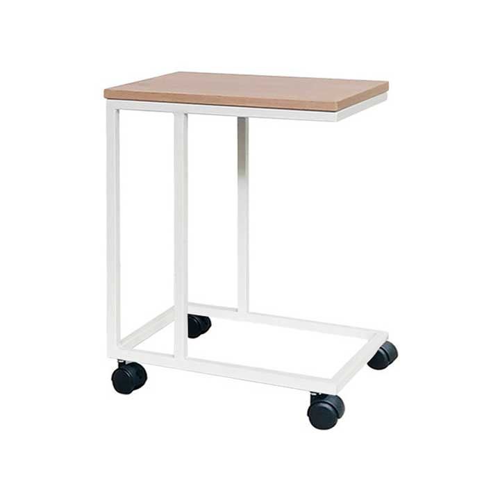 Mesa Auxiliar Tipo C C/Ruedas B/Blanco T/Rovere - Ziyaz