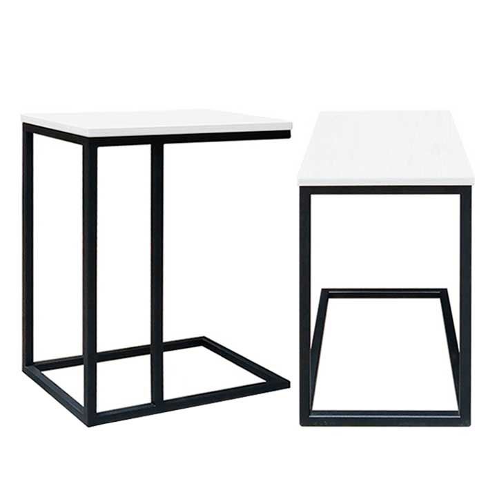 Mesa Auxiliar Tipo C B/Negro T/Blanco - Ziyaz